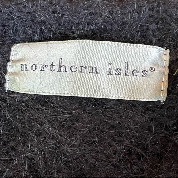 Northern Isles women’s cable knit V Neck Sweater Size Large mohair acrylic black - Picture 6 of 8